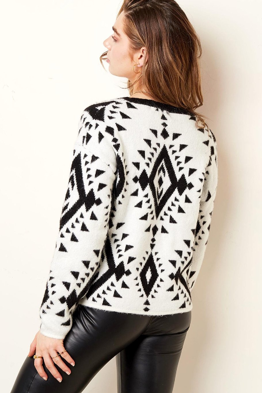 Pull imprimé tribal Noir &amp; Beige S/M Image5